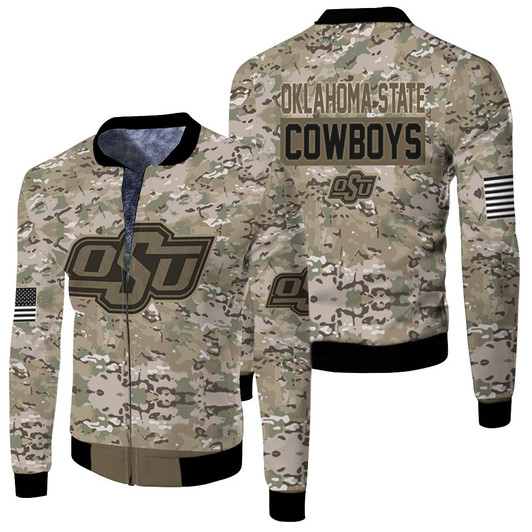 Oklahoma State Cowboys Camo Pattern Fleece Bomber Jacket