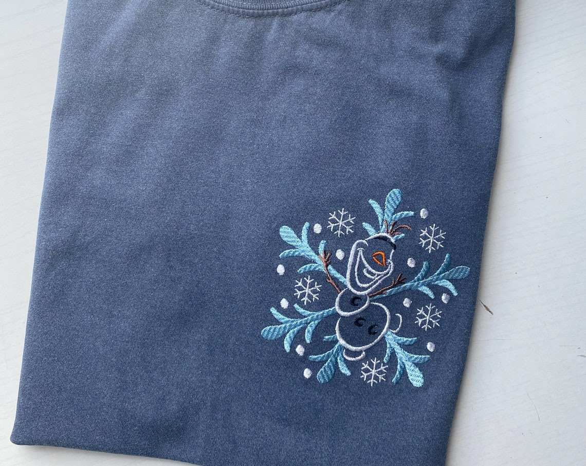 Olaf Snowflake Embroidered T Shirt Disney Christmas Embroidered T Shirt