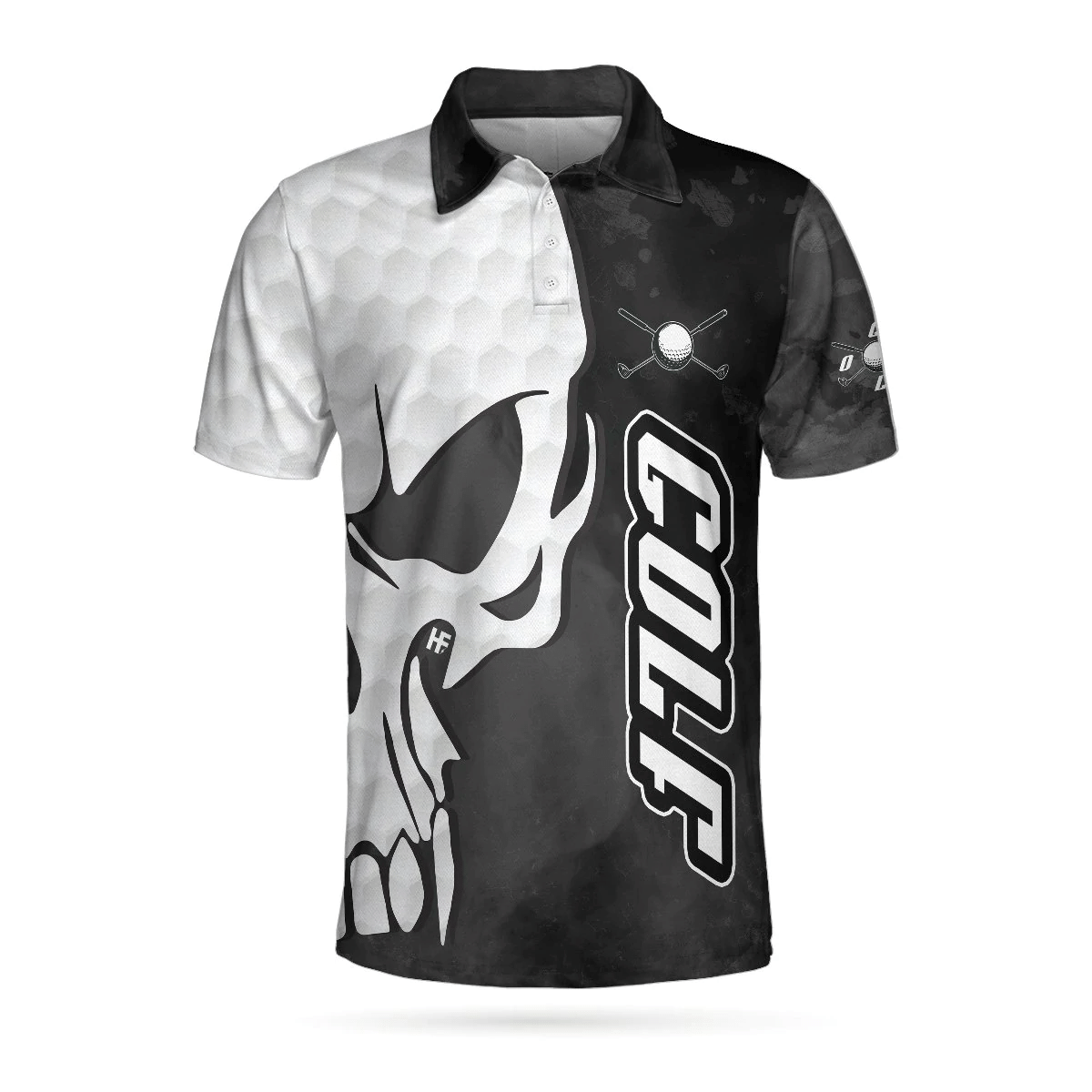 On Par For Years Golf Short Sleeve Custom Polo Shirt Personalized Skull Black And White Golf Shirts Short Sleeve Polo For Men