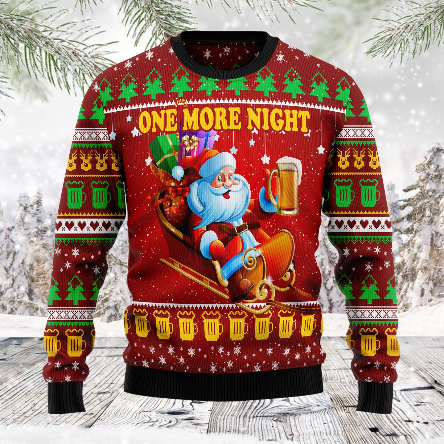 One More Night Beer Ugly Christmas Sweater