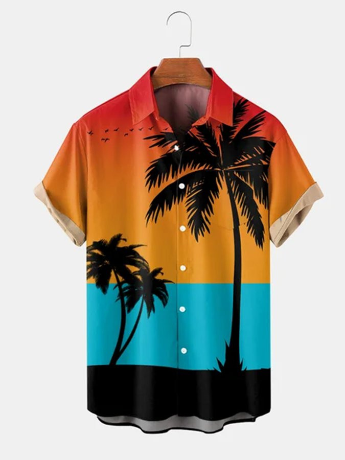 Orang Plant Beach Cotton-Blend Shirts  Tops Hawaiian Shirt for Men Women