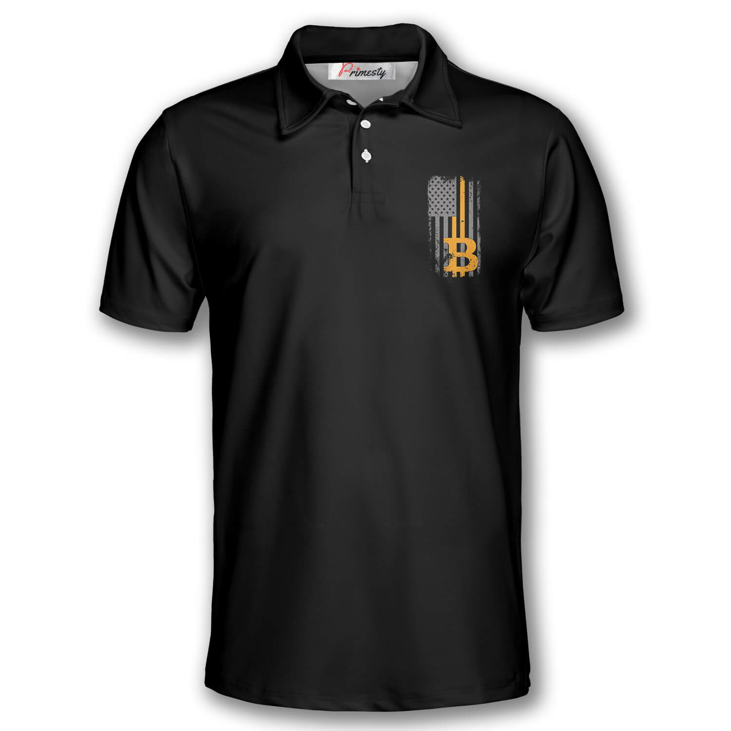 Orange Bitcoin and USA Flag Bitcoin Shirts for Men Bitcoin Polo Shirt