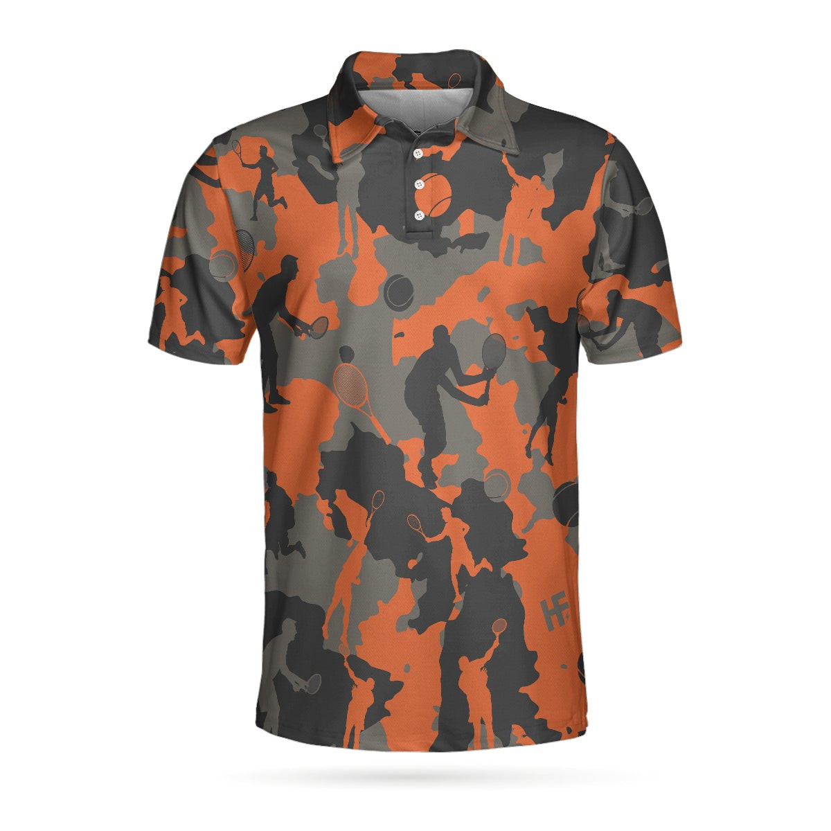 Orange Camouflage Tennis Polo Shirt Tennis Player Silhouette Pattern Polo Shirt Camo Golf Shirt For Men