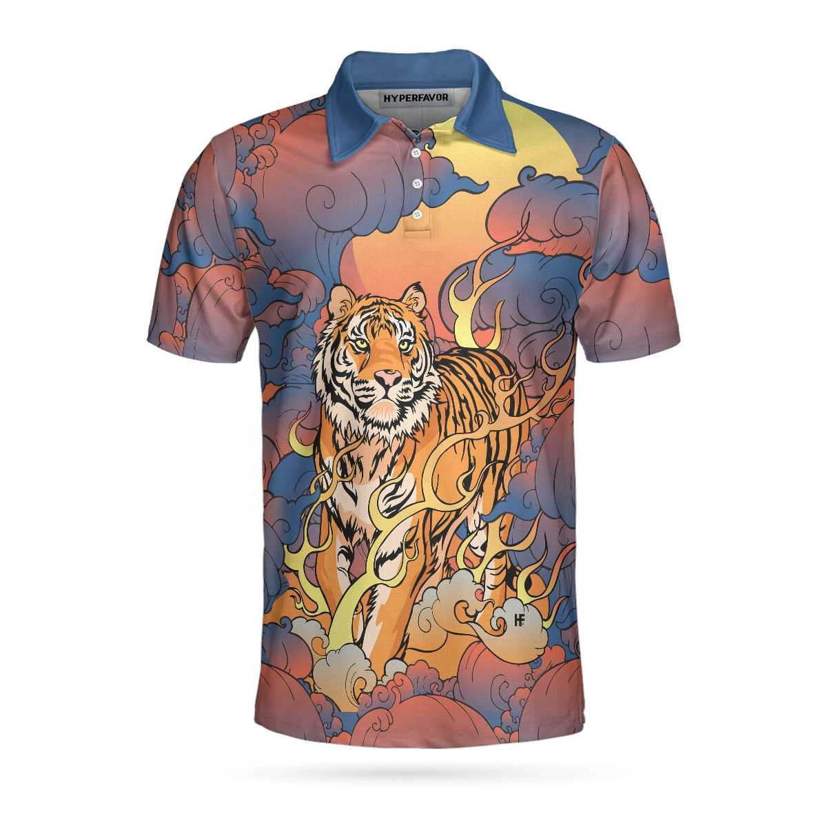 Oriental Powerful Tiger Polo Shirt Cool Tiger Shirt For Men Tiger Gift Idea