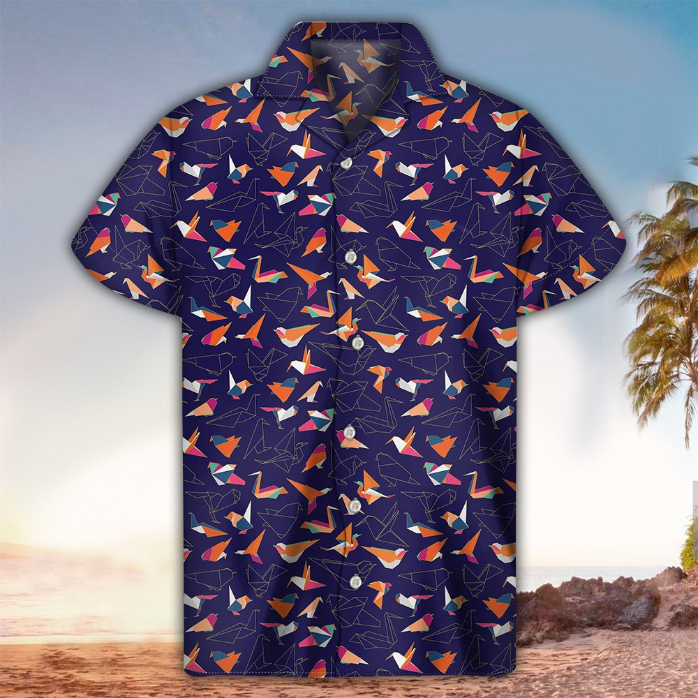 Origami Hawaiian Shirt Origami Lover Gifts Summer Aloha Shirt