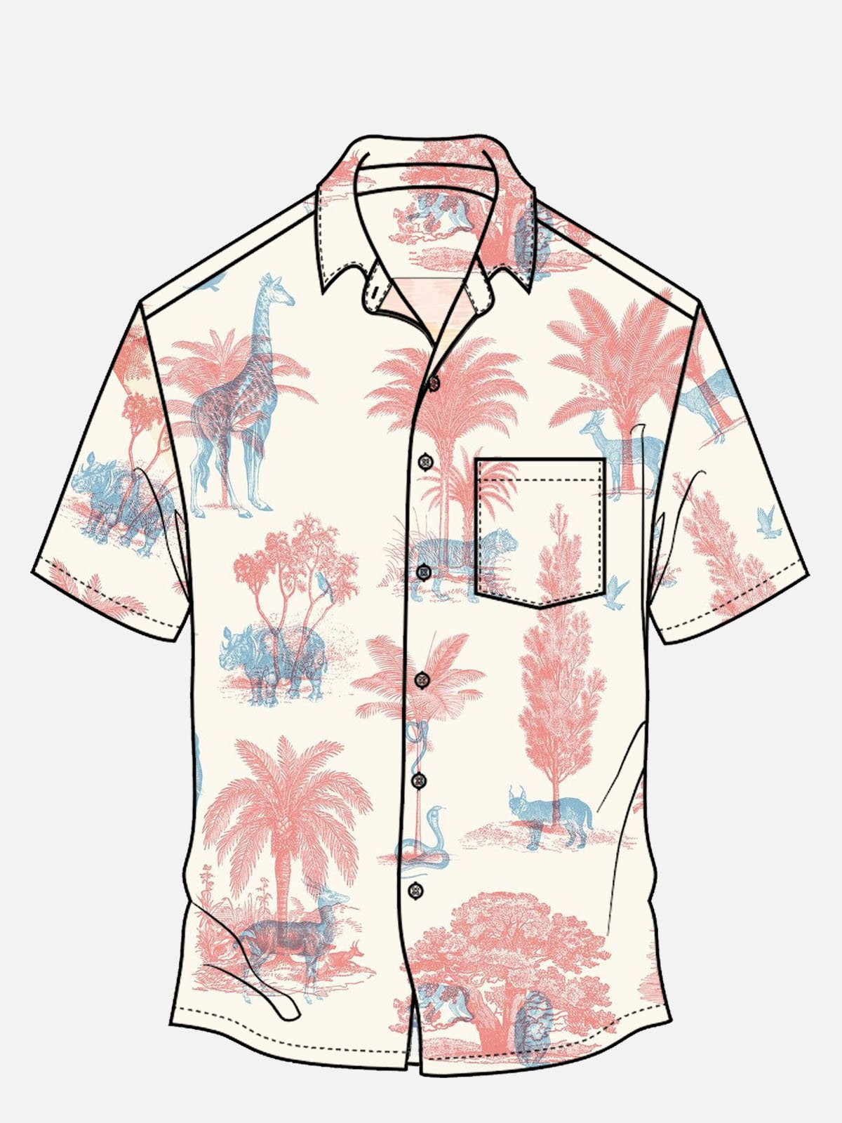 Original Mens Hawaiian Shirt By Royaura Designer With Palm Tree