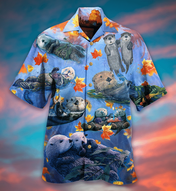 Otter Couple Love Happy Limited Edition - Hawaiian Shirt - Hawaiian Shirt For Men