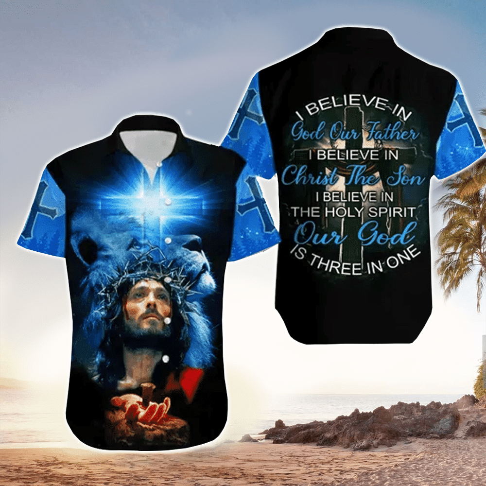 Our God Is Three In One Jesus Hawaiian Shirt for Men and Women