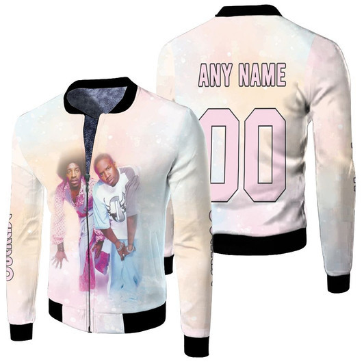 Outkast Andre 3000 Big Boi Flawless Band Hip Hop Duo Rainbow Fleece Bomber Jacket