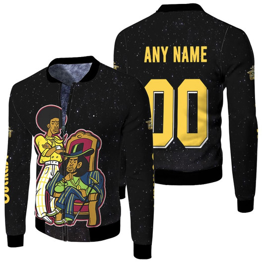 Outkast Cartoon Avatar Band Hip Hop Duo Black Fleece Bomber Jacket