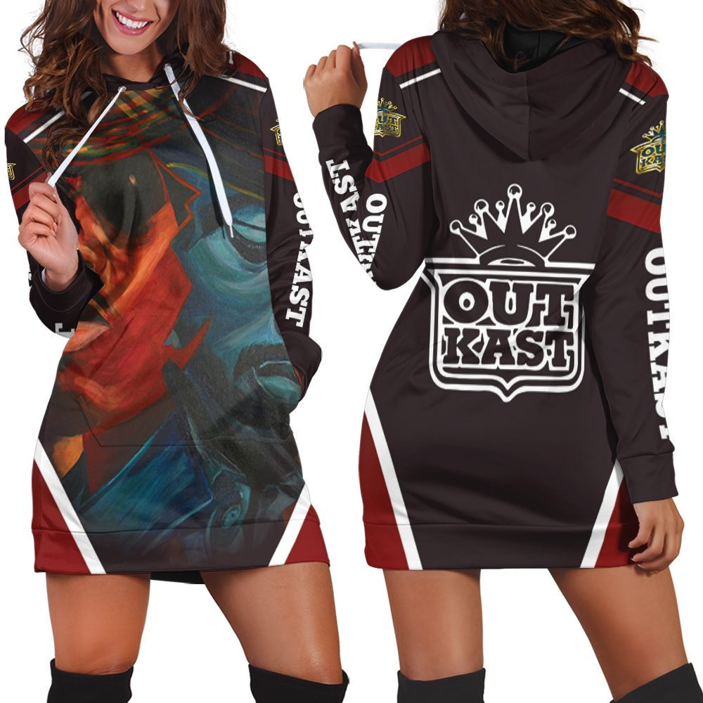 Outkast Oil Painting Style Hoodie Dress Sweater Dress Sweatshirt Dress