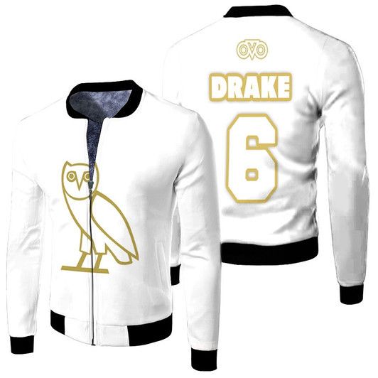 Ovo Octobers Very Own Sound Drake 6 Logo White Gradient Fleece Bomber Jacket