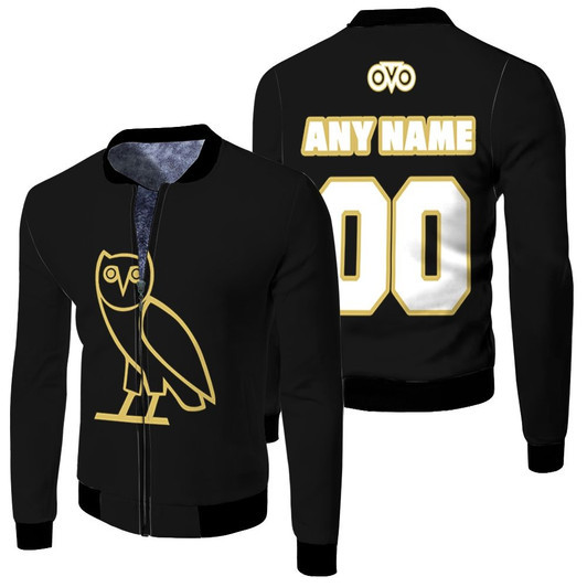 Ovo Octobers Very Own Sound Drake Logo Black Gradient Fleece Bomber Jacket