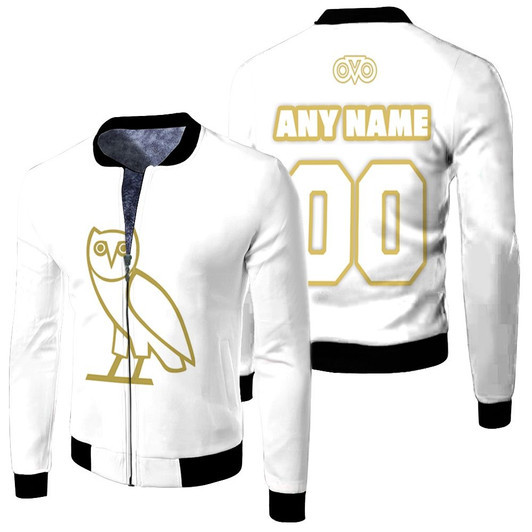 Ovo Octobers Very Own Sound Drake Logo White Gradient Fleece Bomber Jacket