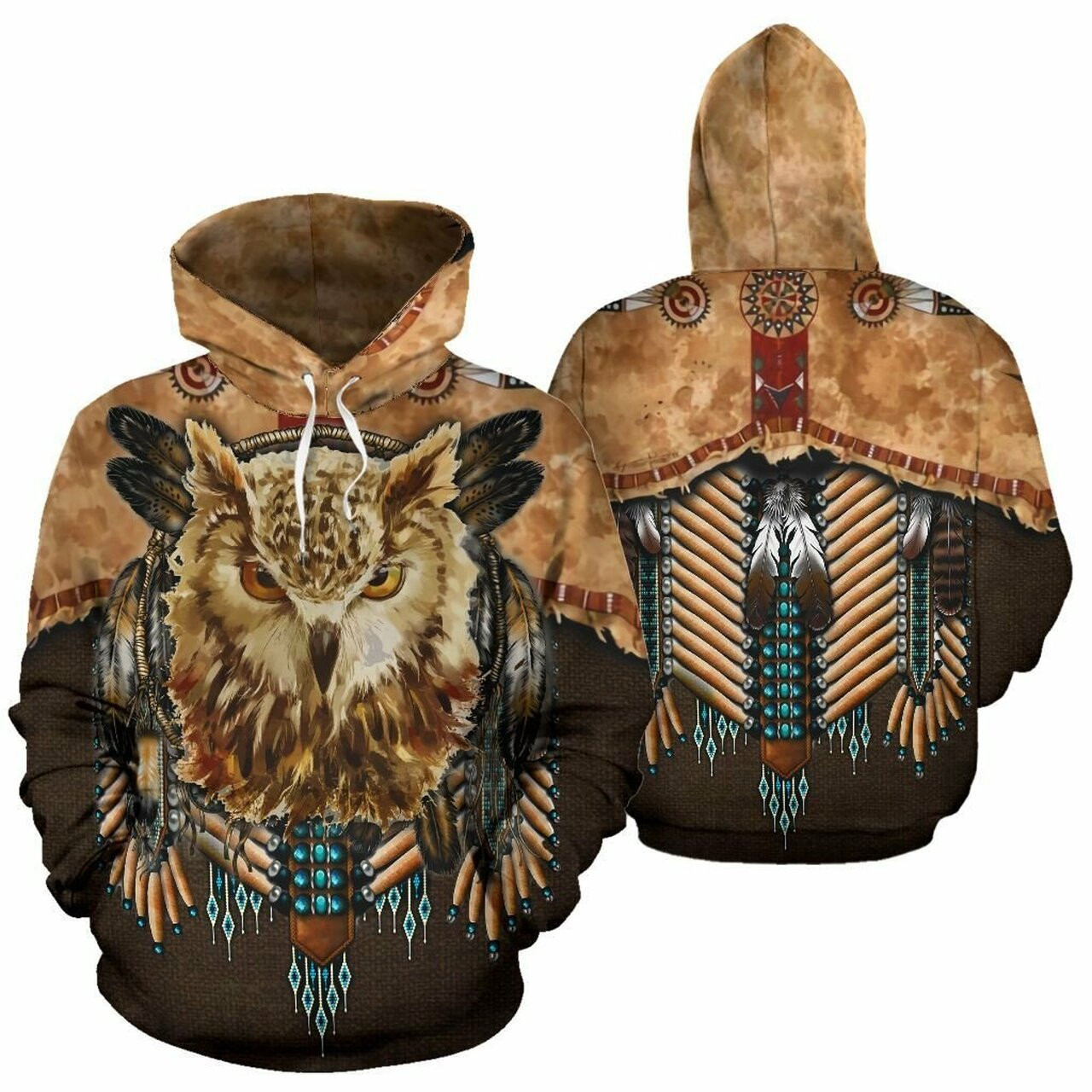 Owl Native American 3d All Over Print Hoodie