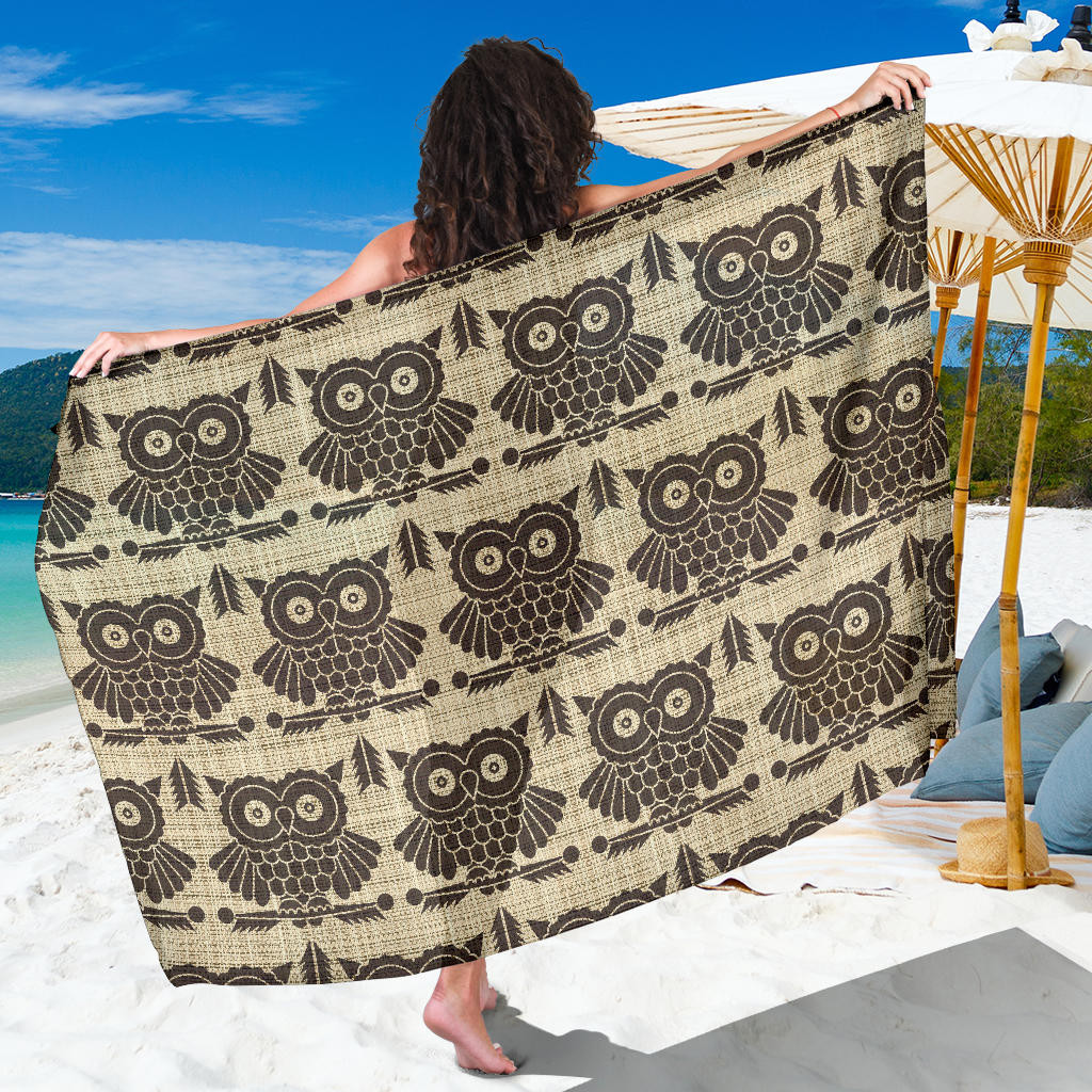 Owl Pattern Print Sarong Cover Up Owl Pareo Wrap Skirt Dress