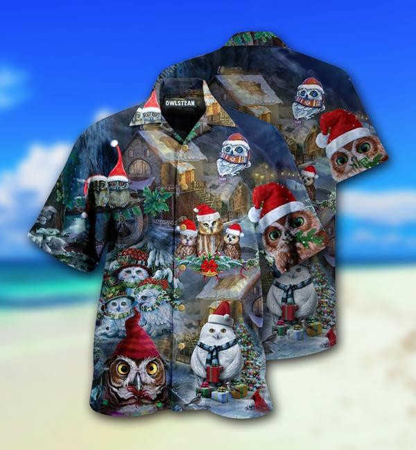 Owls Love Christmas Happy Limited - Hawaiian Shirt - Hawaiian Shirt For Men