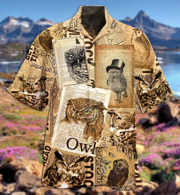 Owls Paper Retro Style Limited - Hawaiian Shirt - Hawaiian Shirt For Men