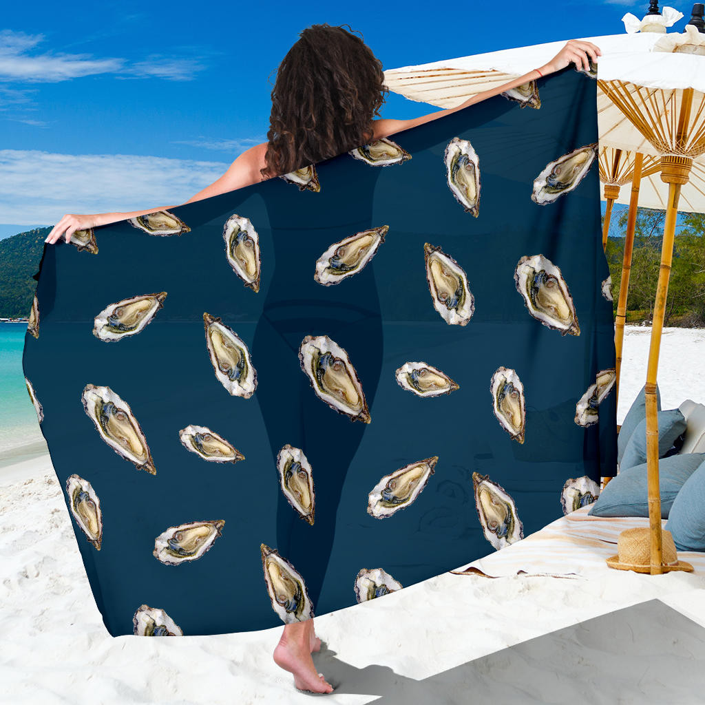 Oyster Pattern Print Sarong Cover Up Oyster Pareo Wrap Skirt Dress