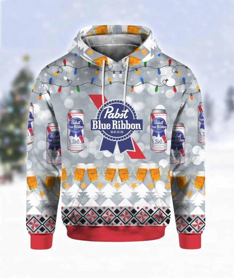 Pabst Blue Ribbon Beer 3d Print Ugly Hoodie 3D