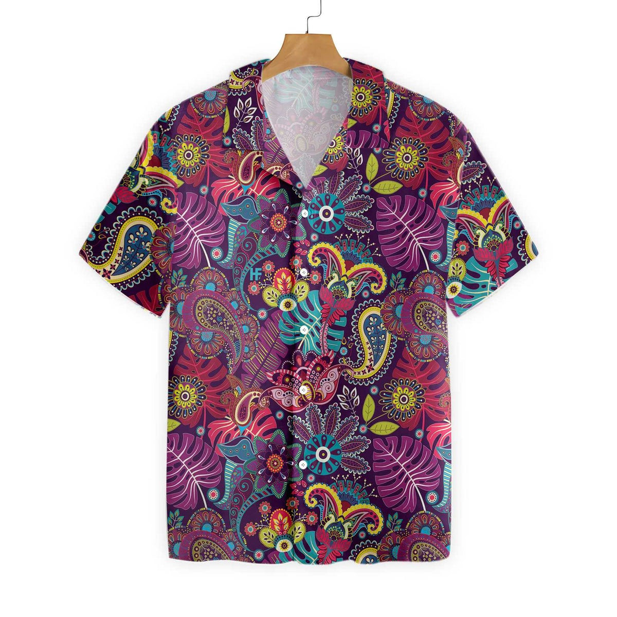 Paisley Tropical Leaves Hippie Hawaiian Shirt