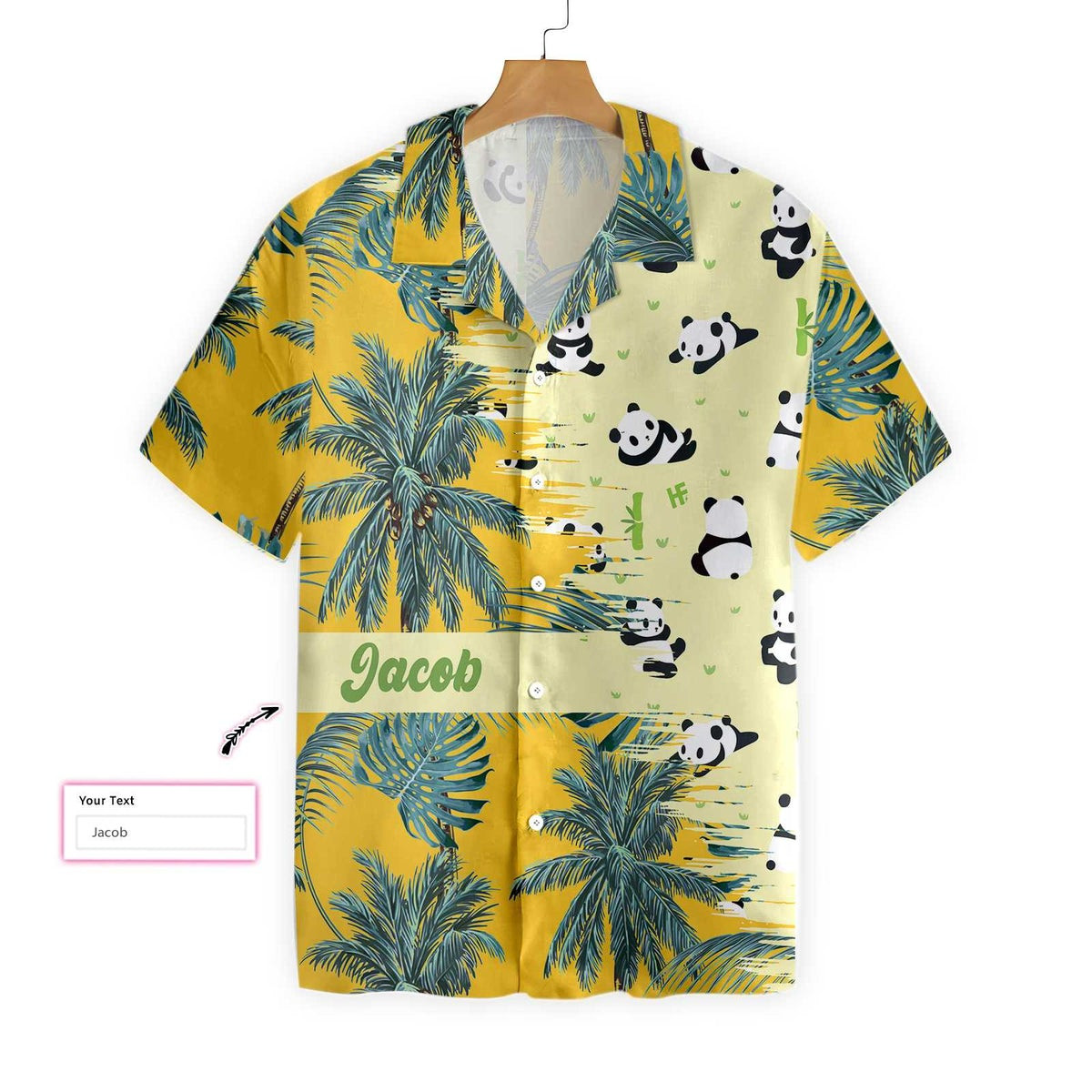 Panda Yellow Tropical Custom Hawaiian Shirt