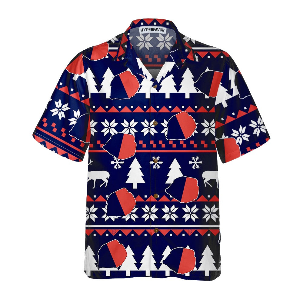 Paris Ugly Christmas Pattern Hawaiian Shirt French Flag Christmas Shirt For Men