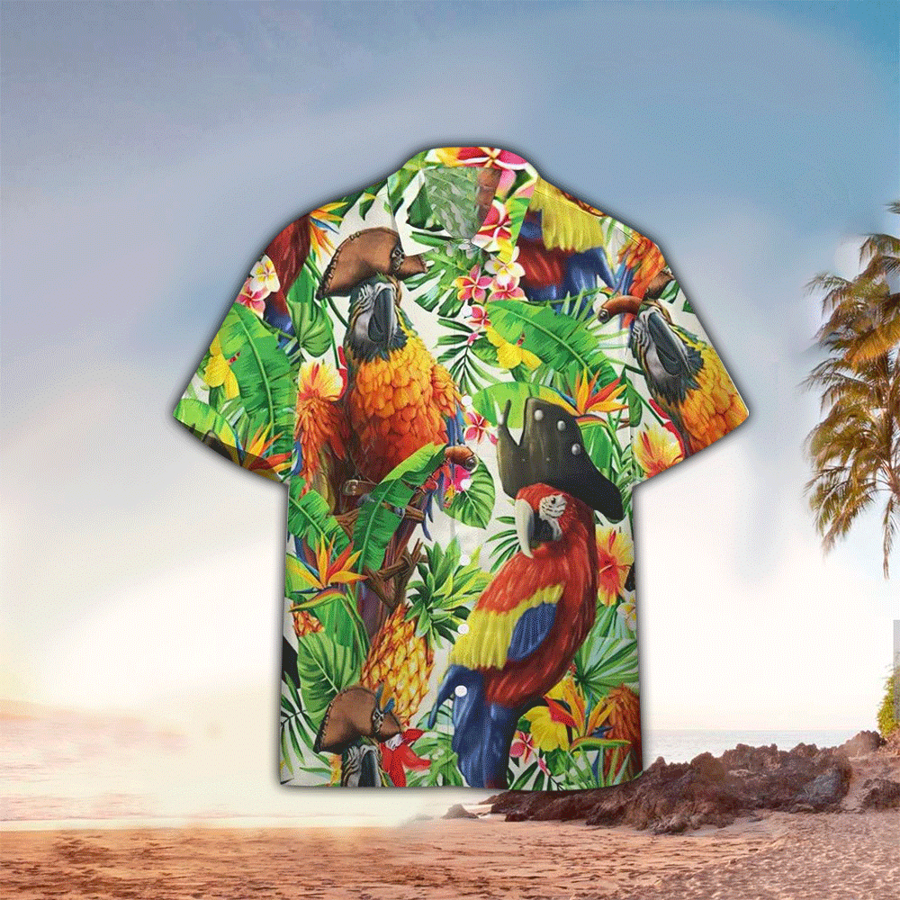 Parrot Pirate Tropical Hawaiian Shirt for Men and Women