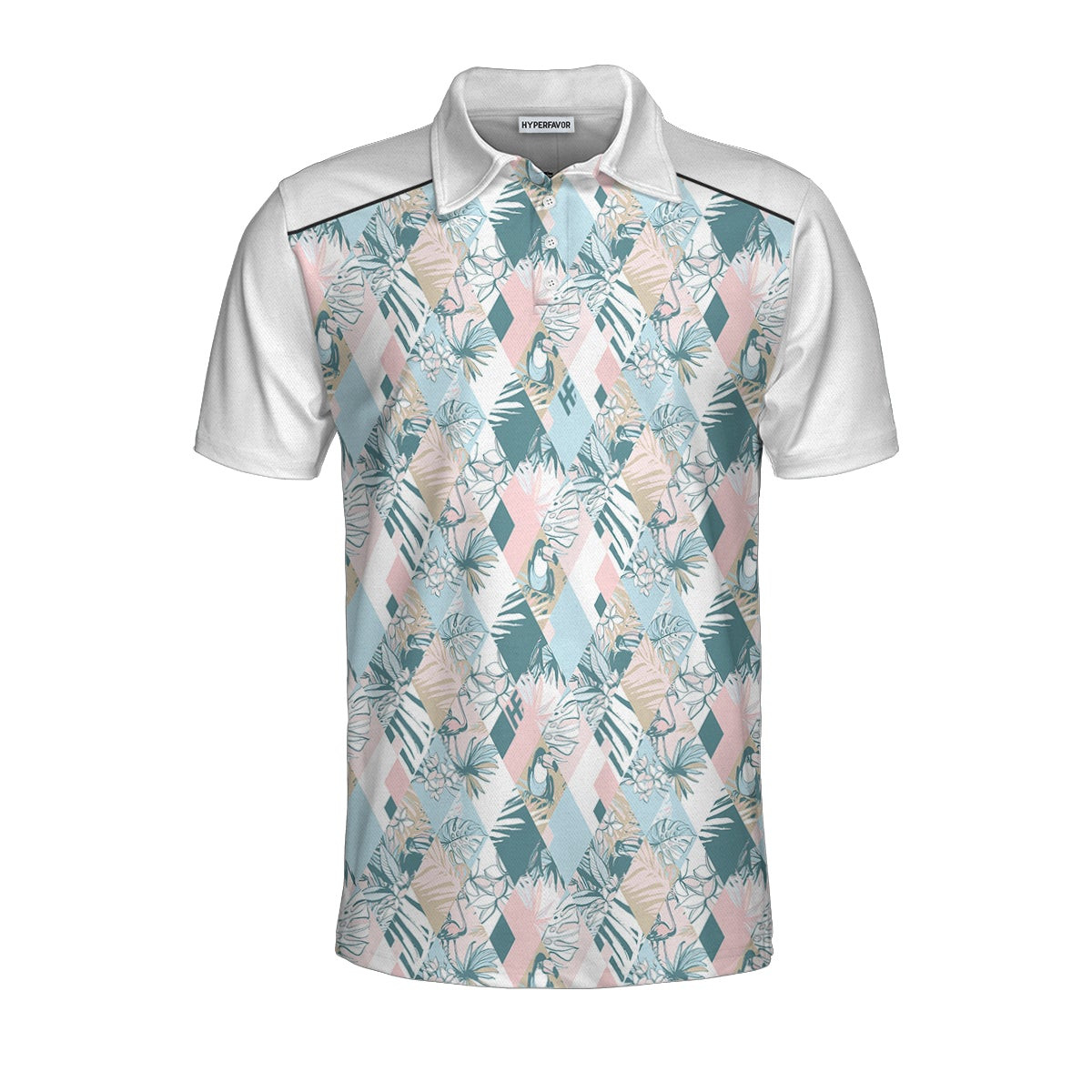 Pastel Tropical Seamless Pattern Polo Shirt Pastel Tropical Themed Polo Shirt For Men Summer Outfit Idea