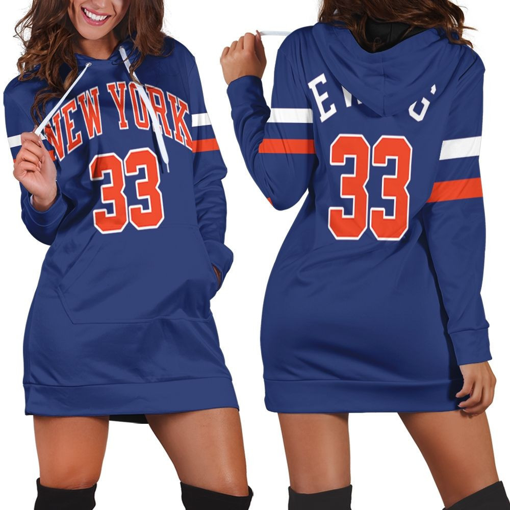 Patrick Ewing New York Knicks 1991-92 Hardwood Classics Blue Jersey Inspired Hoodie Dress Sweater Dress Sweatshirt Dress