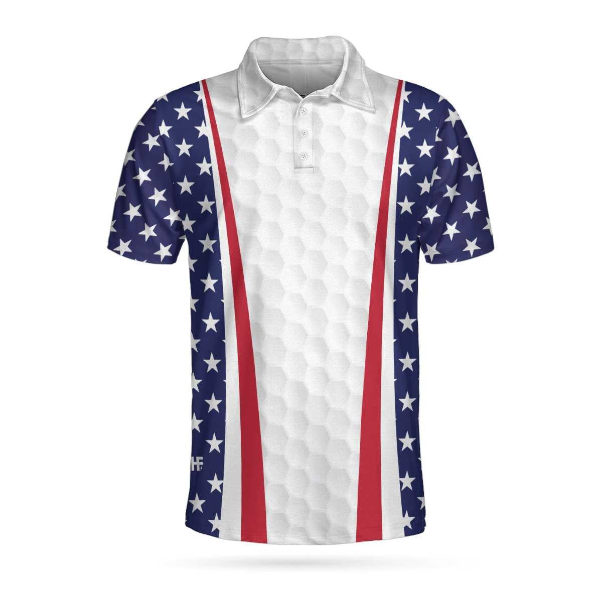 Patriotic Golf Texture Short Sleeve USA Golf Polo Shirt American Flag Polo Shirt Best Golf Shirt For Men