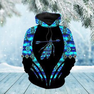 Pattern Feather Native American 3D All Over Print Hoodie