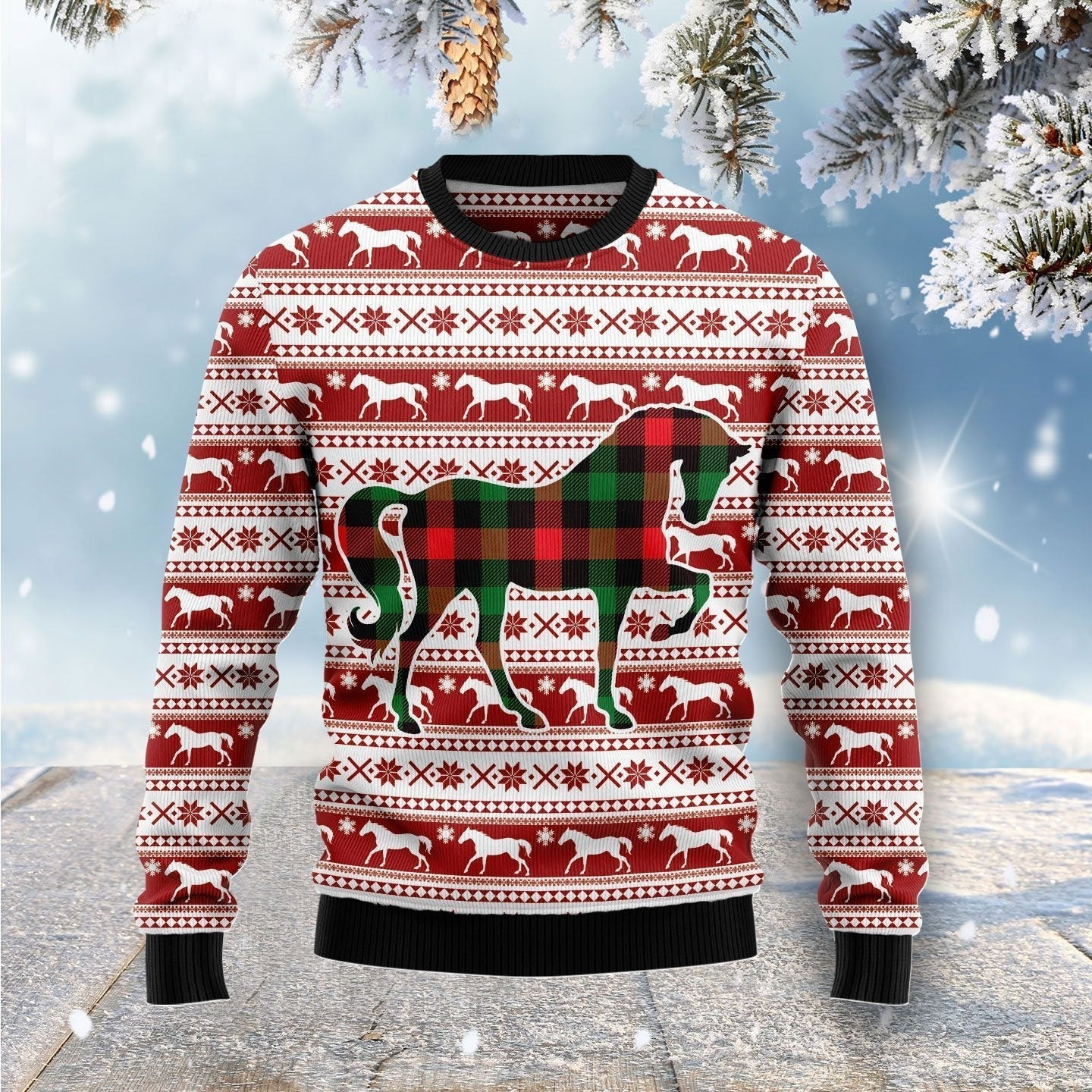 Pattern Horse Ugly Christmas Sweater Ugly Sweater For Men Women