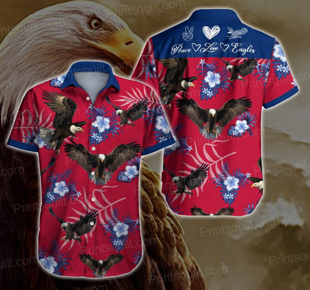 Peace Love Eagles Hawaiian Shirt For Men and Women