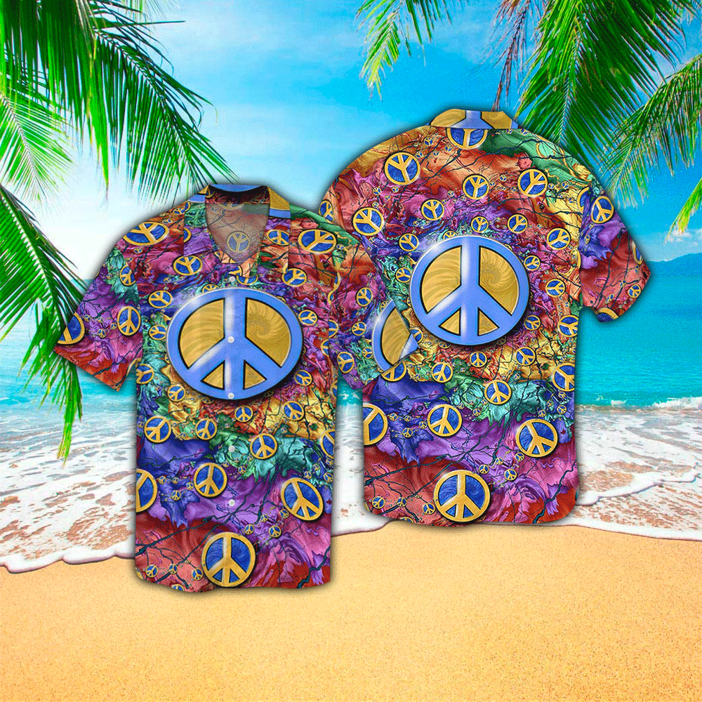 Peace Love Hippie Hawaiian Shirt for Men and Women