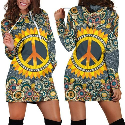 Peace Mandala Hoodie Dress Sweater Dress Sweatshirt Dress 3d All Over Print For Women Hoodie