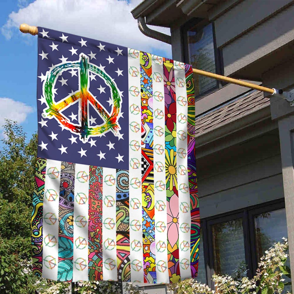 Peace Sign Hippie American Flag Hippie Soul Flag Bohemian Flag