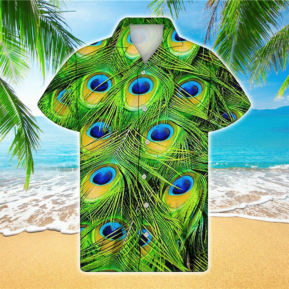 Peacock Apparel Peacock Hawaiian Button Up Shirt for Men and Women