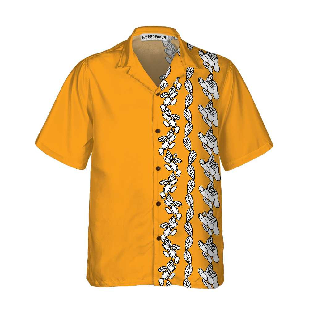 Peanut Leaves Hawaiian Shirt Cute Peanut Butter Shirt Design Yellow Peanut Butter Themed Shirt For Adults