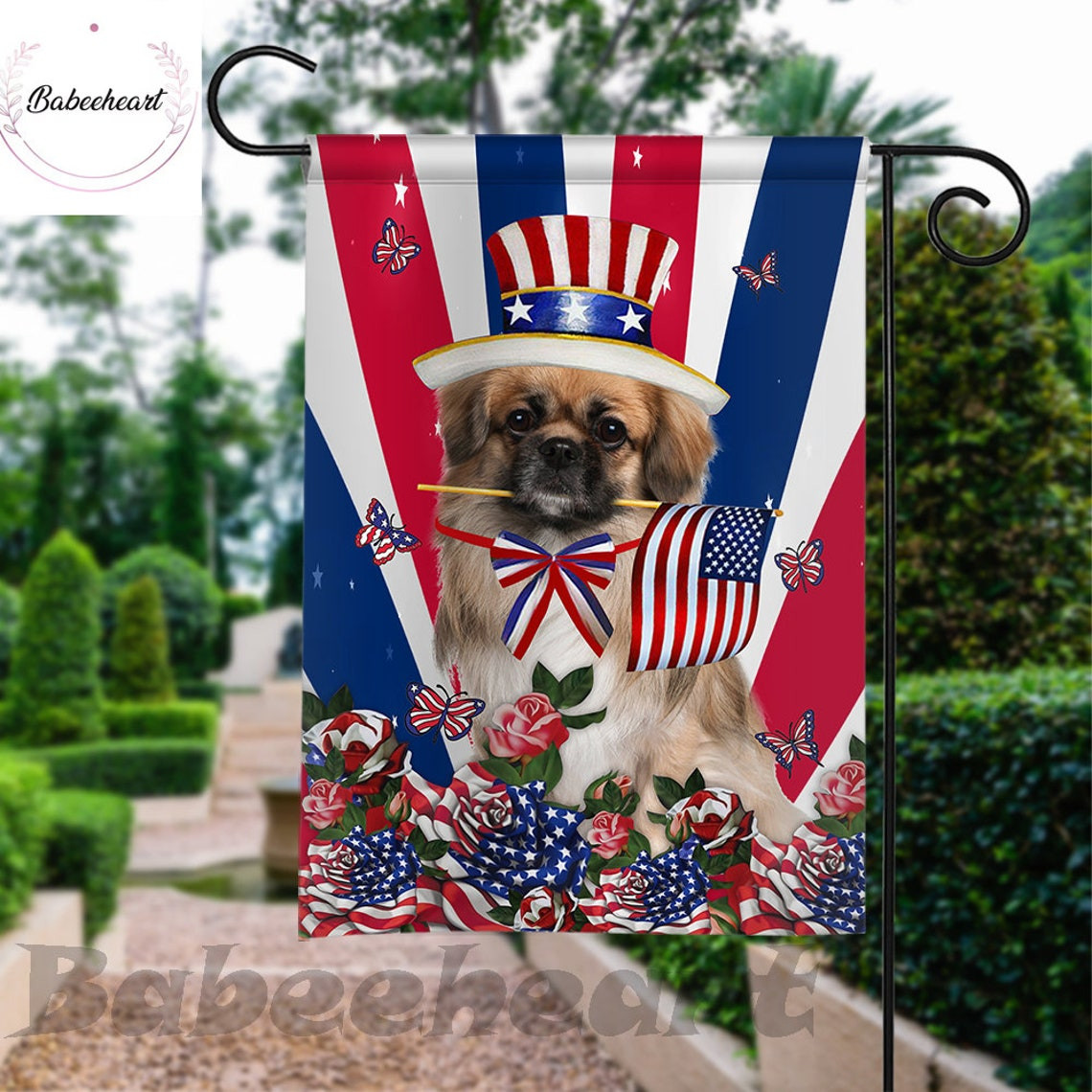 Pekingese Dog Independence Day Flag Dog 4th Of July Flag Fourth July Dog Flag USA Independence Day Proud Nation Flags