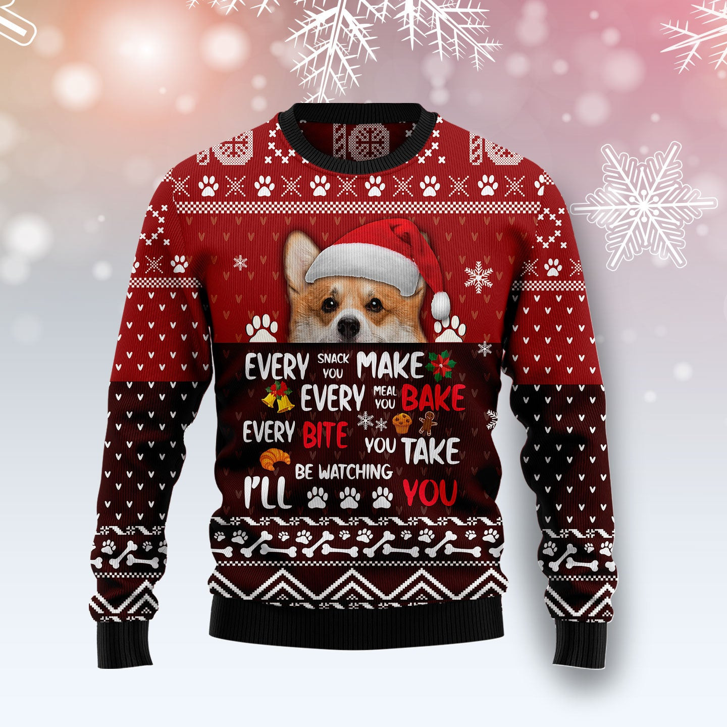 Pembroke Welsh Corgi Will Be Watching You Ugly Christmas Sweater