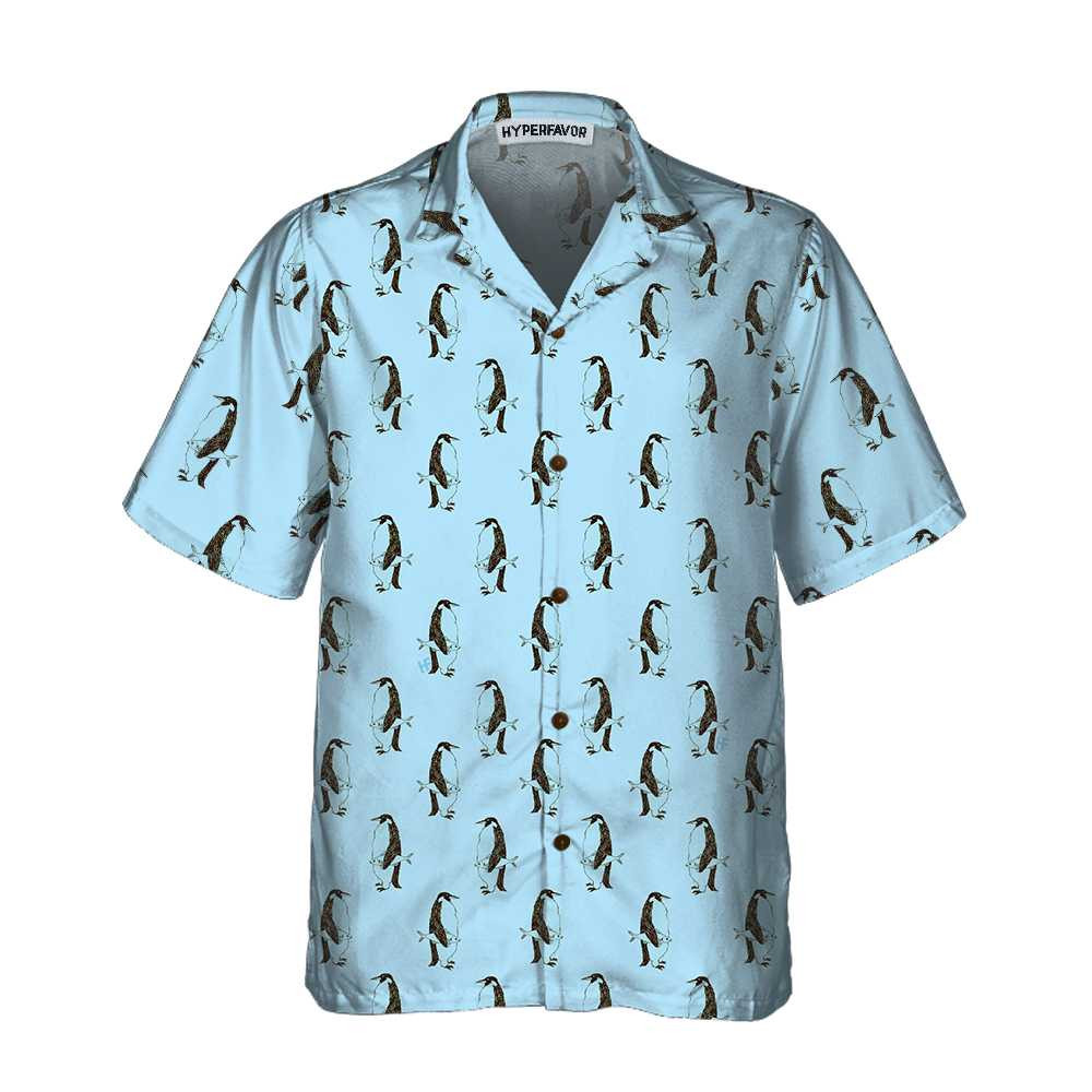 Penguin And Fish Seamless Pattern Hawaiian Shirt Cool Penguin Shirt For Men Penguin Themed Gift Idea