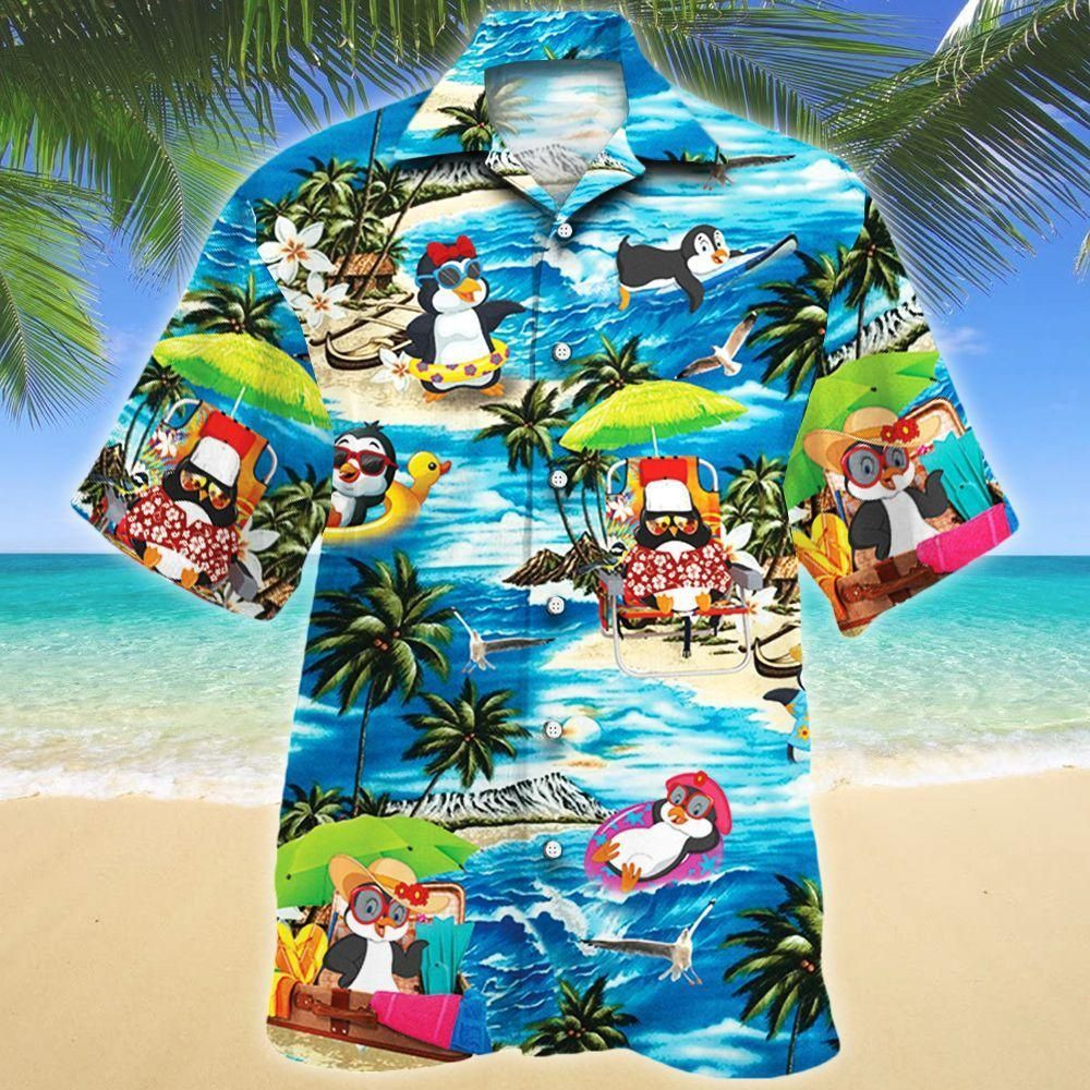 Penguin Lovers Beach Vibe Aloha Hawaiian Shirt Colorful Short Sleeve Summer Beach Casual Shirt For Men And Women