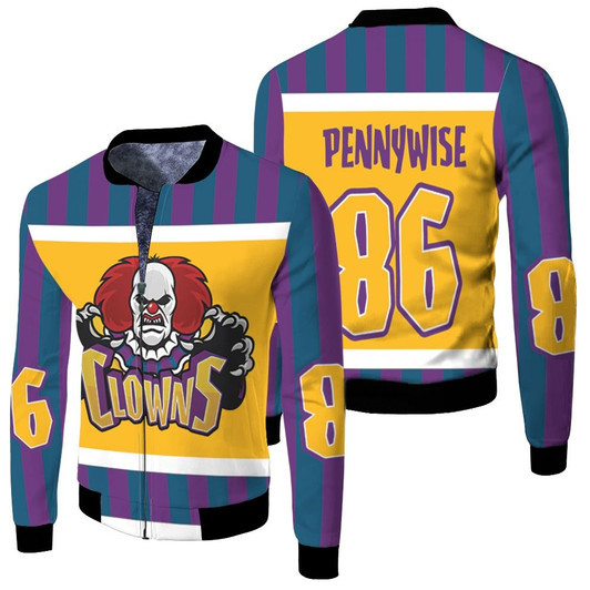 Pennywise 86 Clowns It Monster Killer Horror Halloween Film Fleece Bomber Jacket