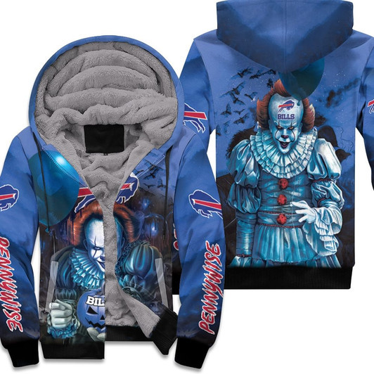 Pennywise It Buffalo Bills Halloween Blue 3D Allover Gift For Bills Fans And Halloween Lovers Fleece Hoodie