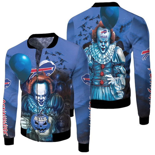 Pennywise It Buffalo Bills Halloween Blue Fleece Bomber Jacket