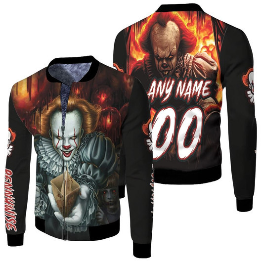 Pennywise It Monster Killer Halloween Black Fleece Bomber Jacket