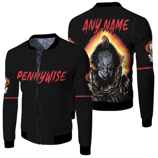 Pennywise It Monster Killer Horror Halloween Black Fleece Bomber Jacket