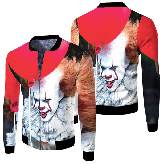 Pennywise It Smiling Dancing Cloud Halloween Horror Movie Fleece Bomber Jacket