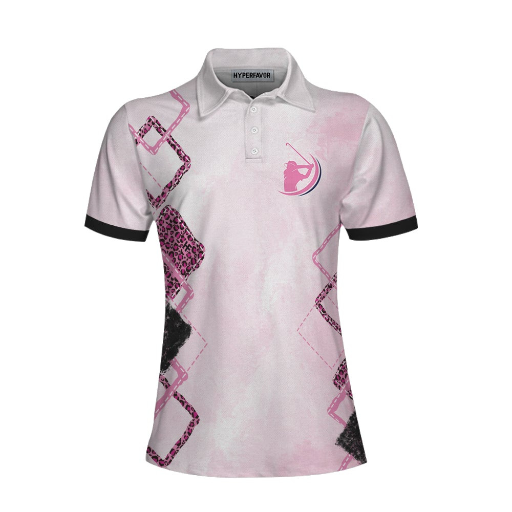 People Think Im Nice Until They Sit Next To Me At A Golf Course Short Sleeve Women Polo Shirt Pink Leopard Shirt